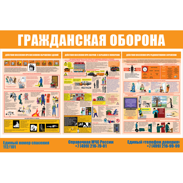 Стенд "Гражданская оборона (Пластик 1000 x 1500)"