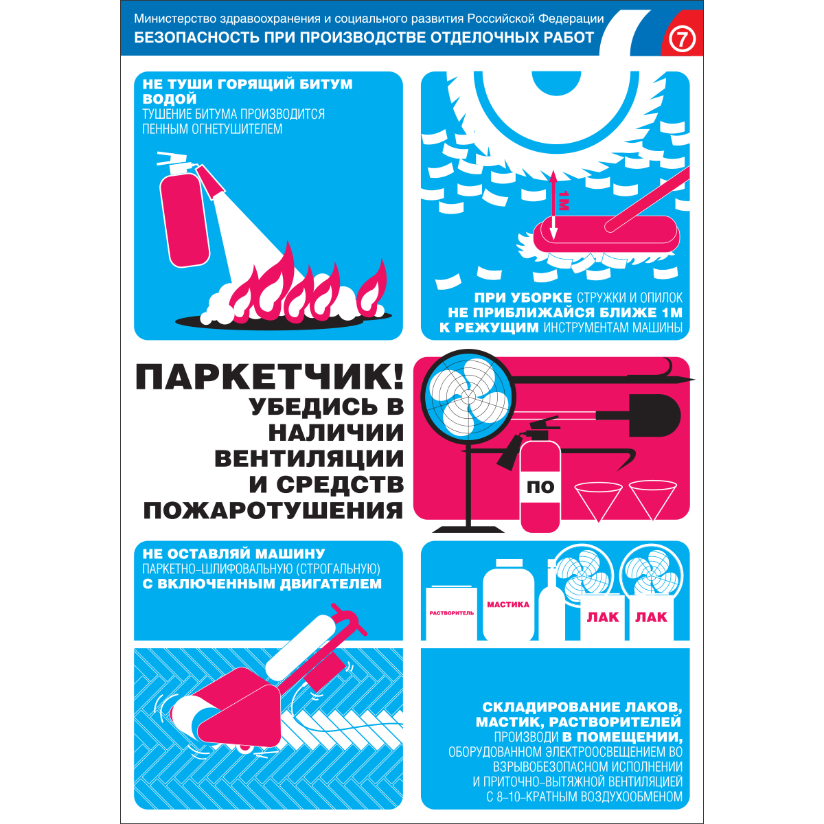 Плакат "Безопасность при производстве отделочных работ" - к-т из 7 л.