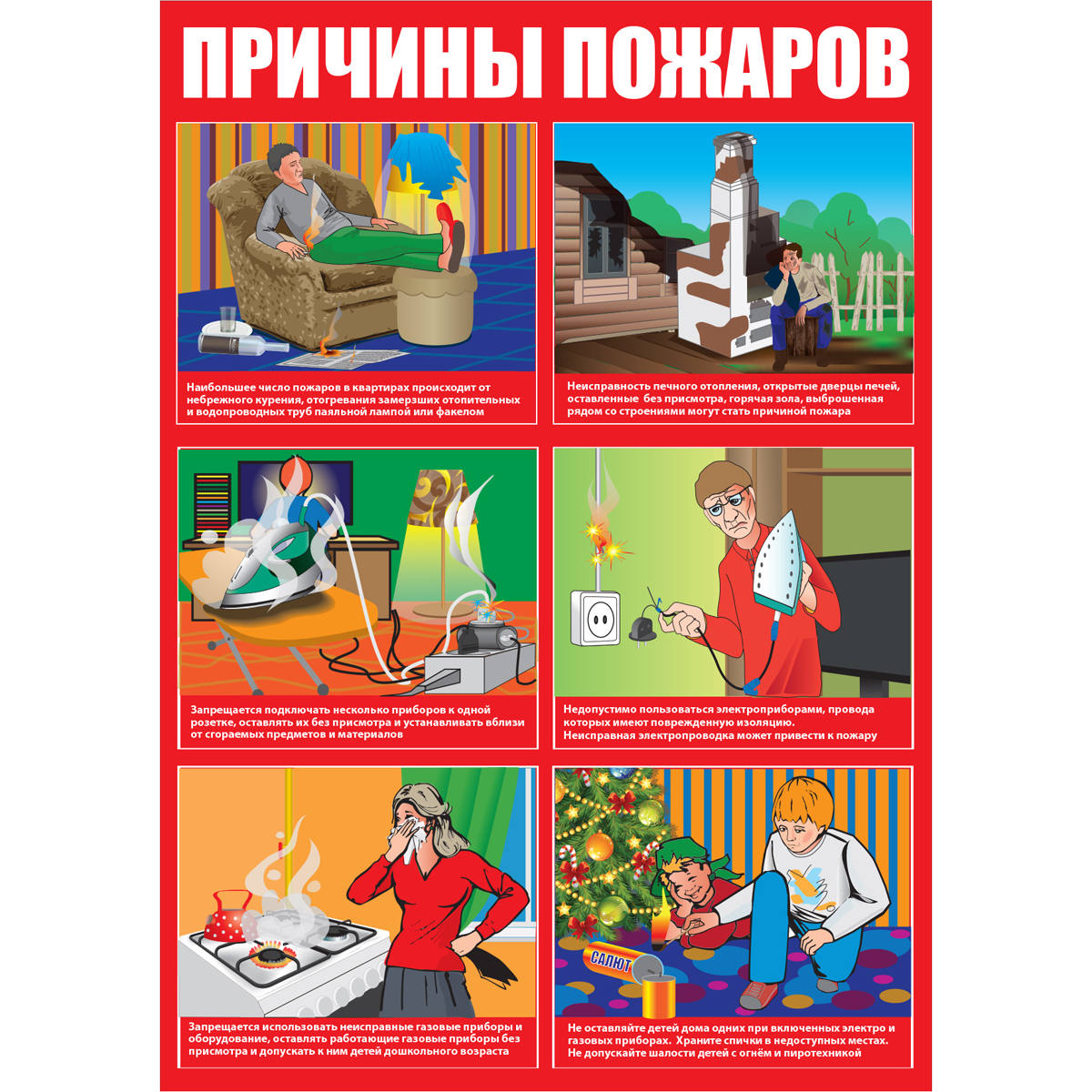 Плакат "Причины пожаров" - 1 л.