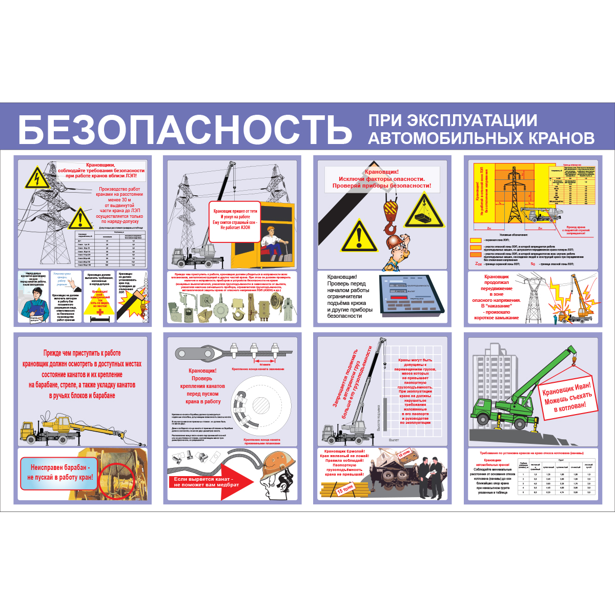 Стенд "Безопасность при эксплуатации автомобильных кранов (Пластик 1000 x 1500)"
