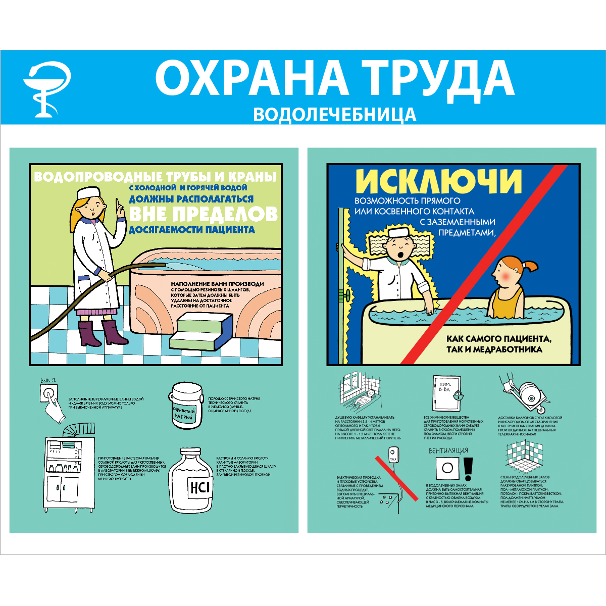 Стенд "Охрана труда. Водолечебница (Пластик 1000 x 1200)"